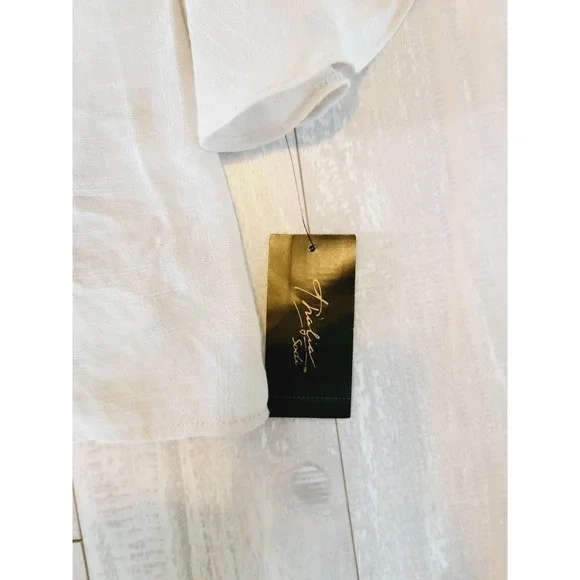 Thalia Soda 3/4 Sleeve Top Blouse Size L Iff Shoulder Lattice Sleeve Lined NWT - Picture 6 of 8